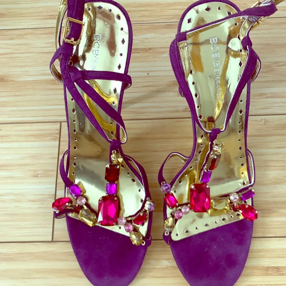 BCBG Purple and Gold Heels